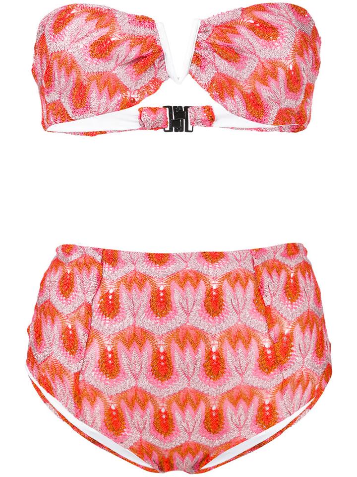 Missoni - Knitted Geometric Pattern Bikini - Women - Nylon/polyester/spandex/elastane/viscose - 44, Yellow/orange, Nylon/polyester/spandex/elastane/viscose