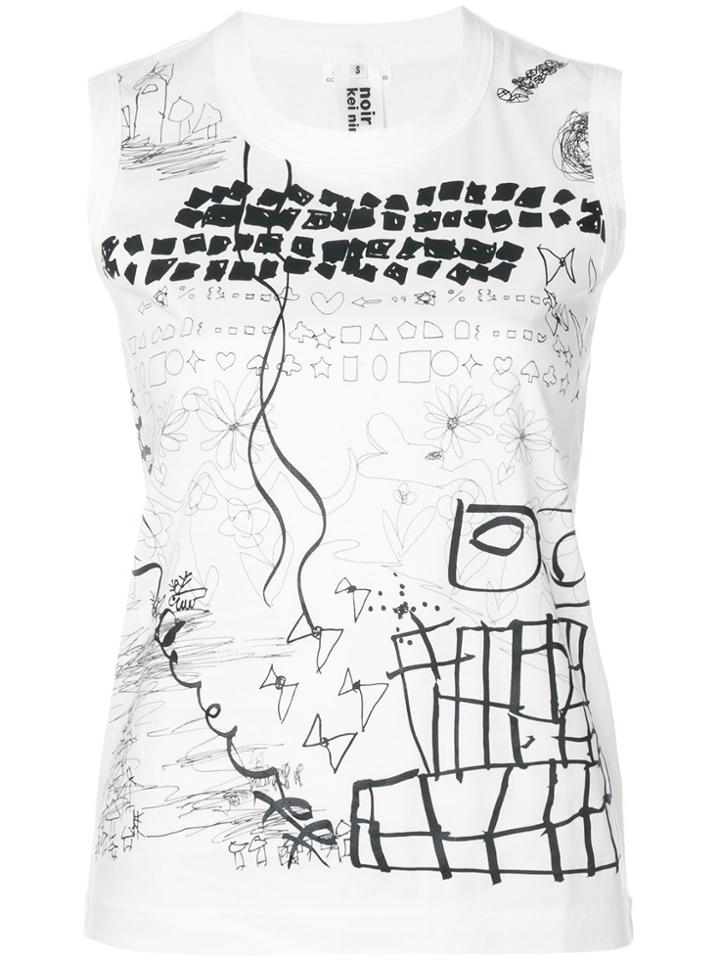 Comme Des Garçons Noir Kei Ninomiya Sleeveless Printed Jersey Top -