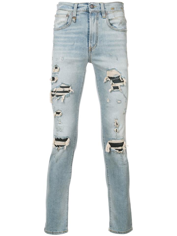 R13 Distressed Slim-fit Jeans - Blue