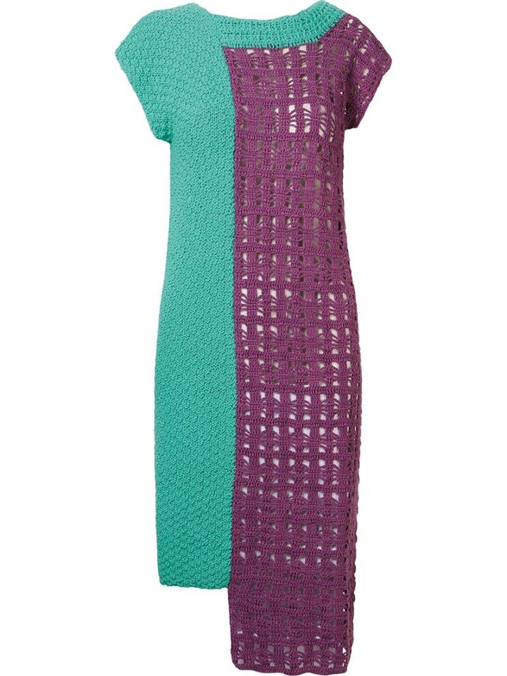 Fernanda Yamamoto Asymmetric Knit Dress, Women's, Size: 37, Pink/purple, Cotton/acrylic