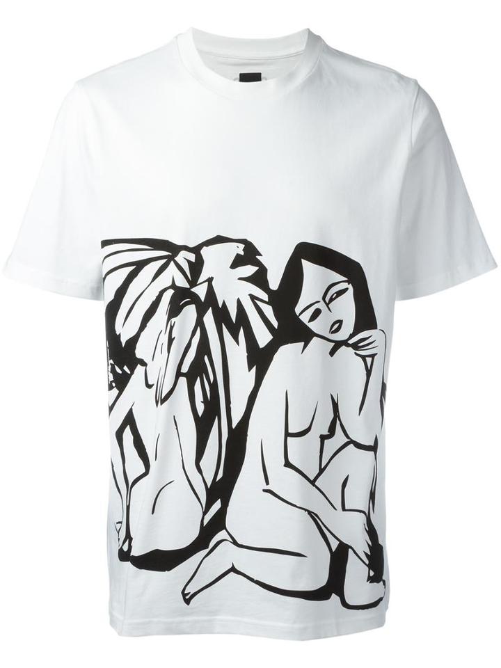 Oamc Front Print T-shirt, Men's, Size: Xl, White, Cotton