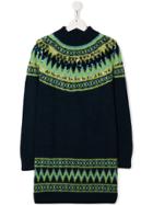 Alberta Ferretti Kids Teen Fair Isle Knit Jumper - Blue