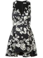 Alice+olivia Flared Floral Dress, Women's, Size: 8, Black, Polyester/spandex/elastane