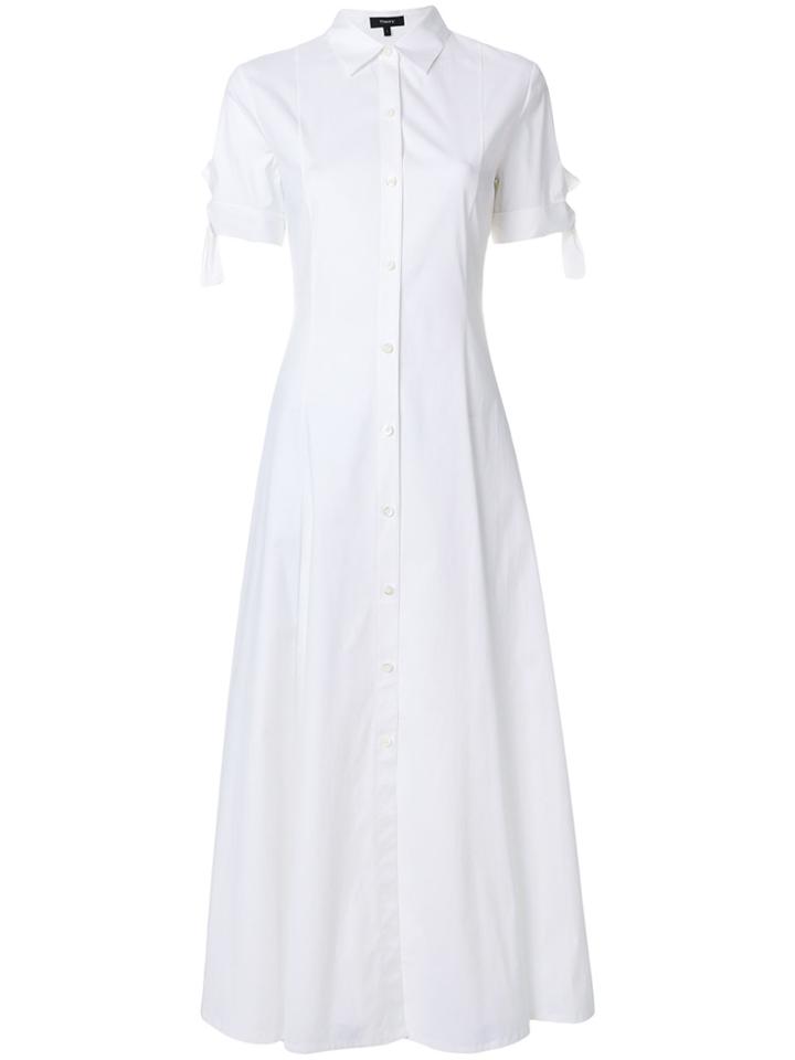 Theory Tie Cuff Shirt Dress - White