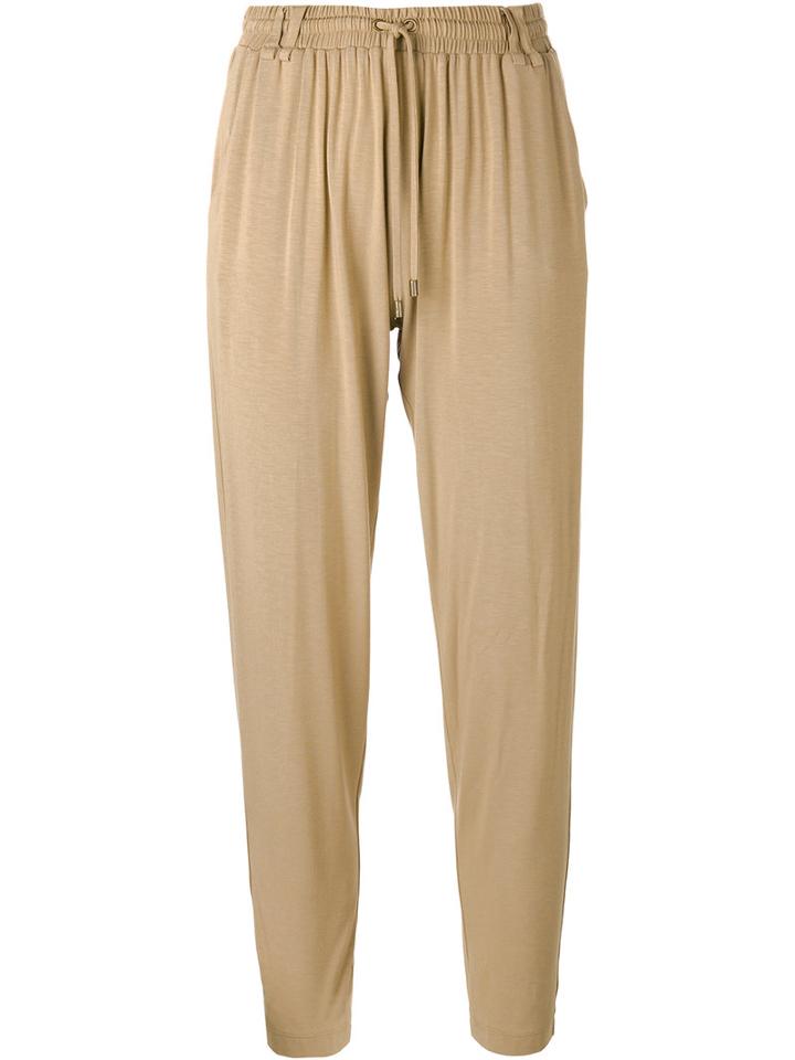 Plein Sud Drop Crotch Cropped Trousers, Women's, Size: 40, Nude/neutrals, Elastodiene/polyester/viscose