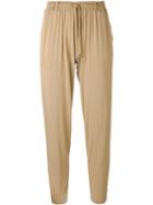 Plein Sud Drop Crotch Cropped Trousers, Women's, Size: 40, Nude/neutrals, Elastodiene/polyester/viscose