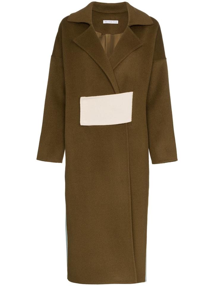 Rejina Pyo Rej Ls Clrd Ls Coat Lng W Bck Dtl - Brown