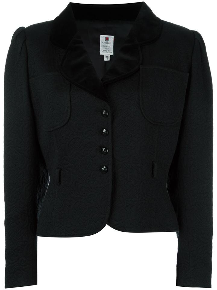 Emanuel Ungaro Vintage Jacquard Cropped Jacket - Black