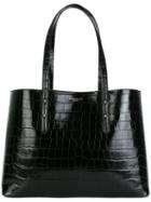Aspinal Embossed Crocodile Effect Tote, Women's, Black, Leather