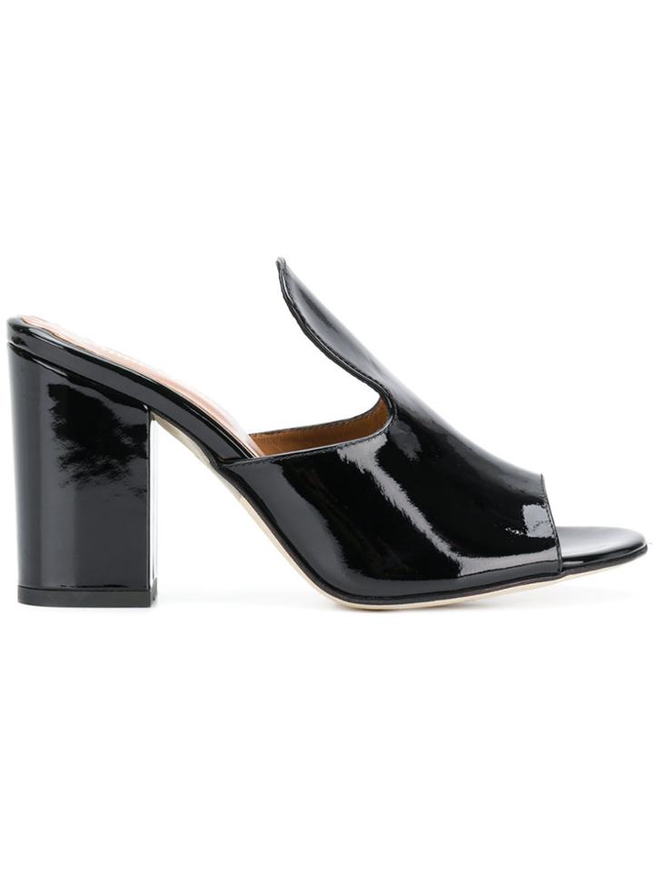 Paris Texas Chunky Heel Mules - Black