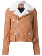 Iro Shearling Biker Jacket, Women's, Size: 40, Nude/neutrals, Lamb Fur/lamb Skin