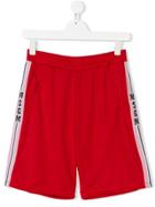 Msgm Kids Teen Side-striped Track Shorts - Red