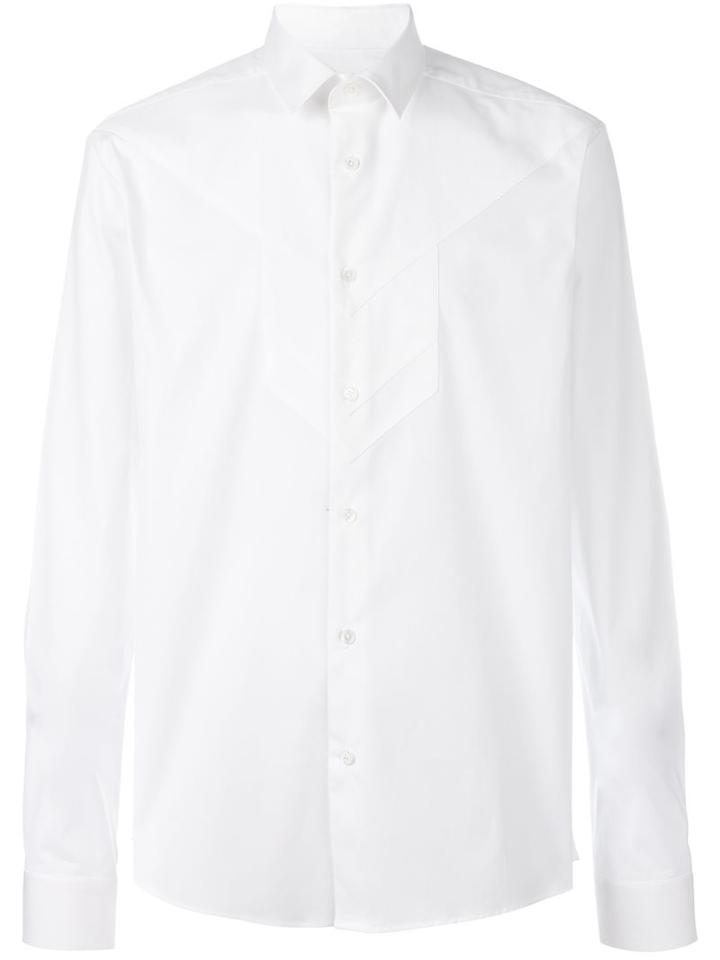 Les Hommes Layered Bib Shirt, Men's, Size: 50, White, Cotton/spandex/elastane