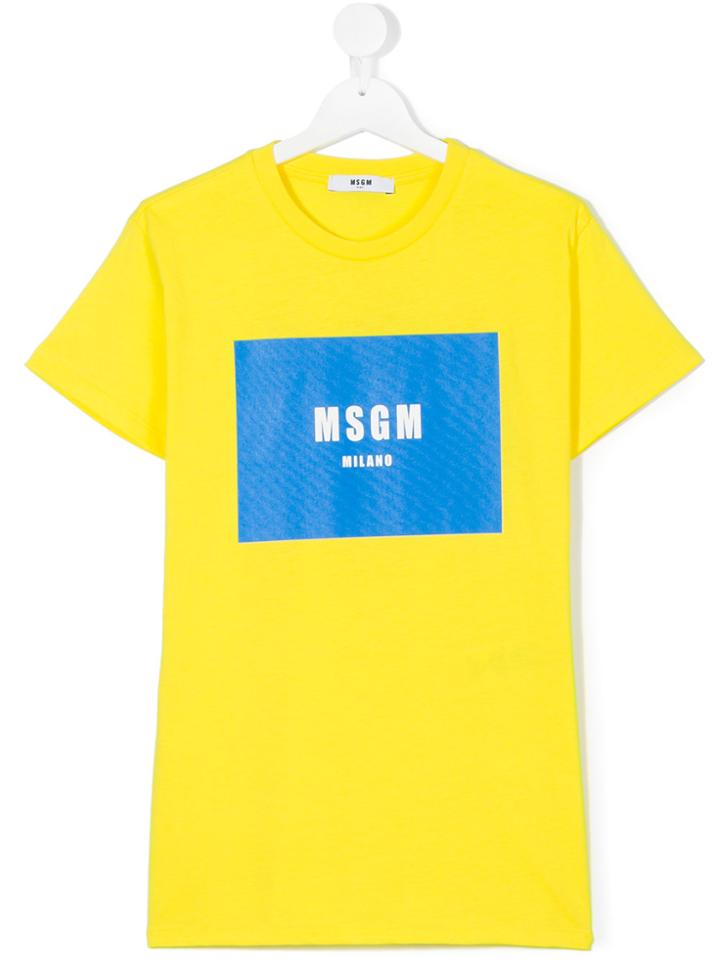 Msgm Kids Logo Print T-shirt - Yellow & Orange