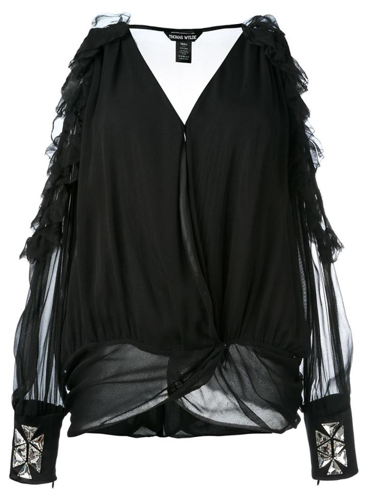 Thomas Wylde Cold Shoulder Blouse - Black
