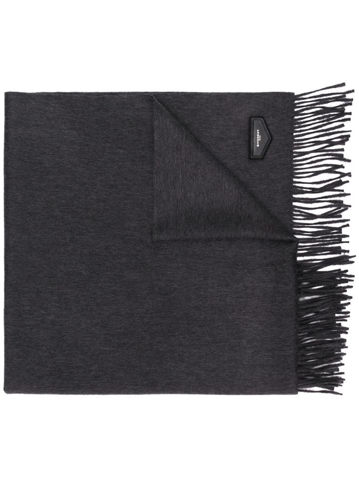 Givenchy Logo Plaque Tassel Scarf - Grey