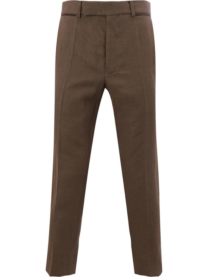 Haider Ackermann Cropped Linen Trousers - Brown