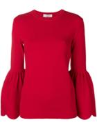 Valentino Knitted Billowing Sleeve Sweater - Red
