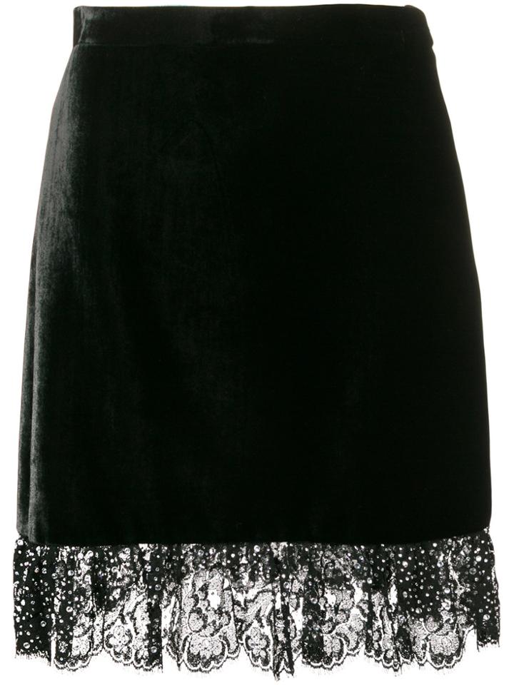 Miu Miu Lace-trimmed Velvet Mini Skirt - Black