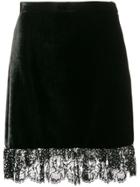 Miu Miu Lace-trimmed Velvet Mini Skirt - Black