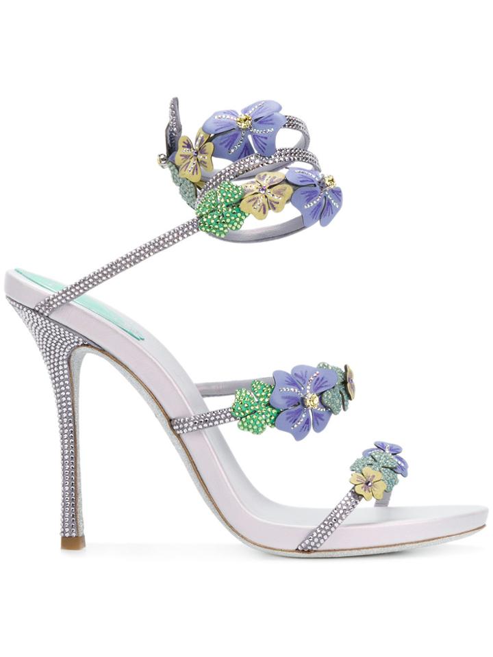 René Caovilla Embellished Open-toe Sandals - Pink & Purple