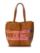Chloé Logo Print Tote Bag - Brown