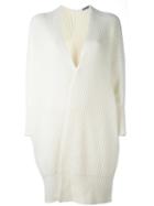 Malo Ribbed Mid Cardigan, Women's, Size: Medium, White, Cashmere