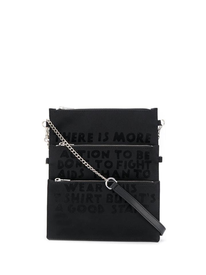 Mm6 Maison Margiela Charity Aids-print Shoulder Bag - Black