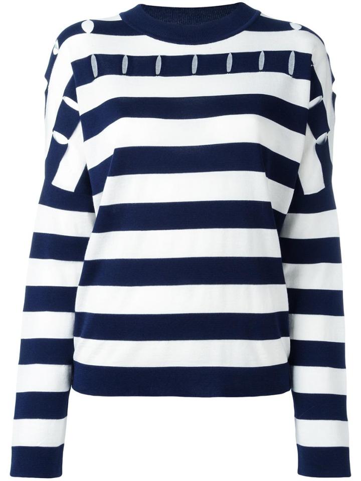 Jil Sander Striped Round Neck Jumper - Blue