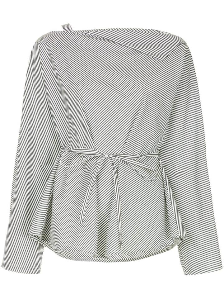 Taylor Striped Belted Blouse - Black