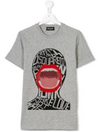 Dsquared2 Kids Teen Red Lips Print T-shirt - Grey