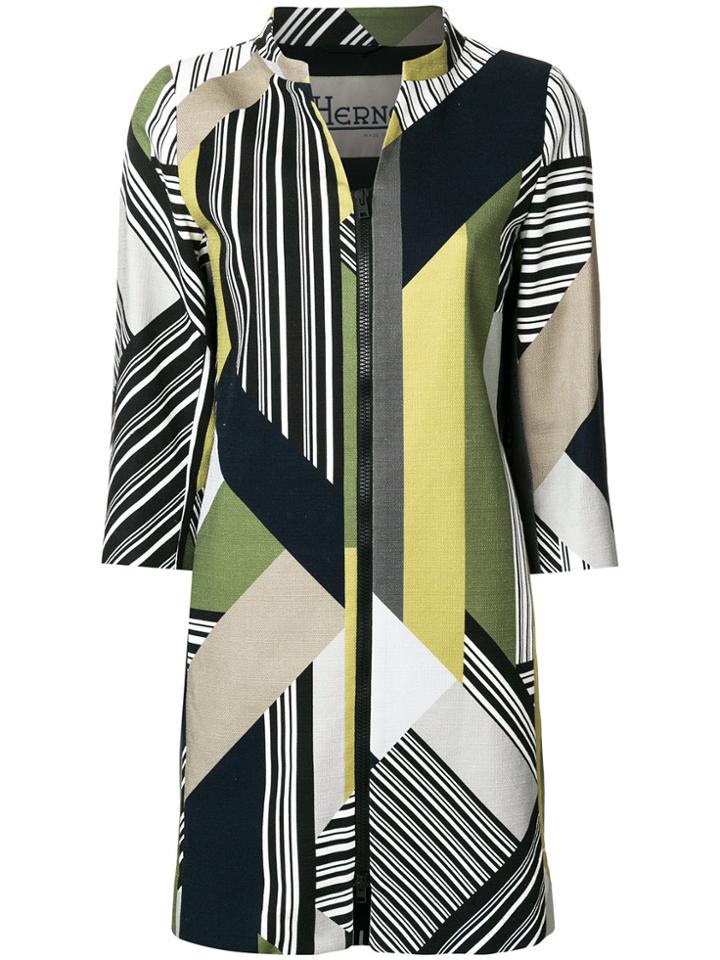 Herno Contrast Panel Zipped Coat - Multicolour