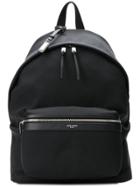 Saint Laurent Leather Look Logo Backpack - Black