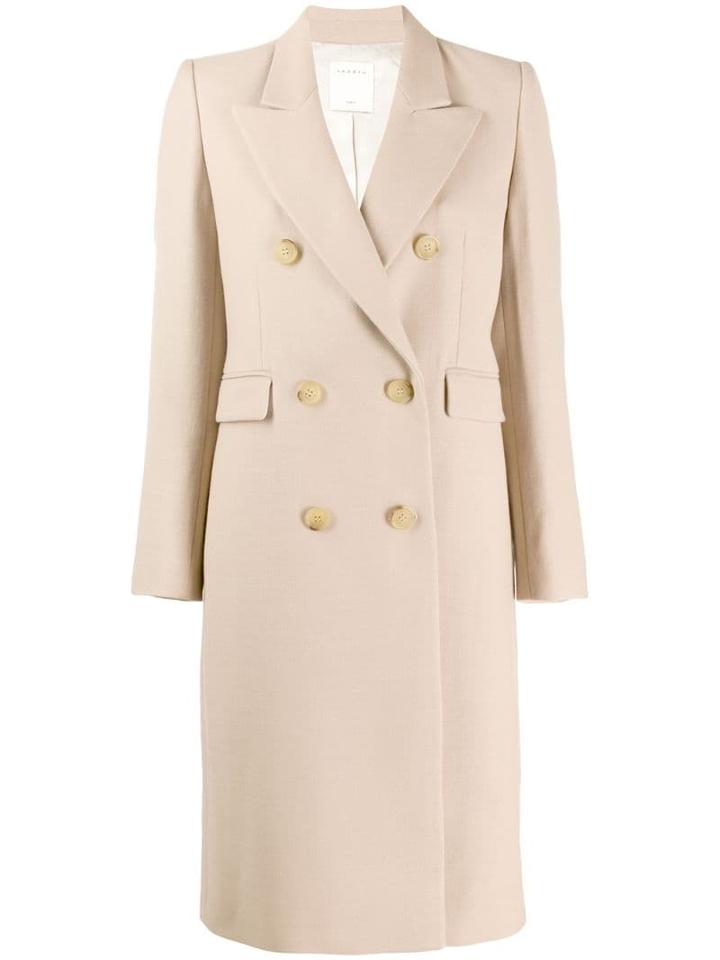 Sandro Paris Double Breasted Coat - Neutrals