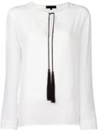Barbara Bui Tassel Keyhole Detail Blouse, Women's, Size: 42, White, Silk