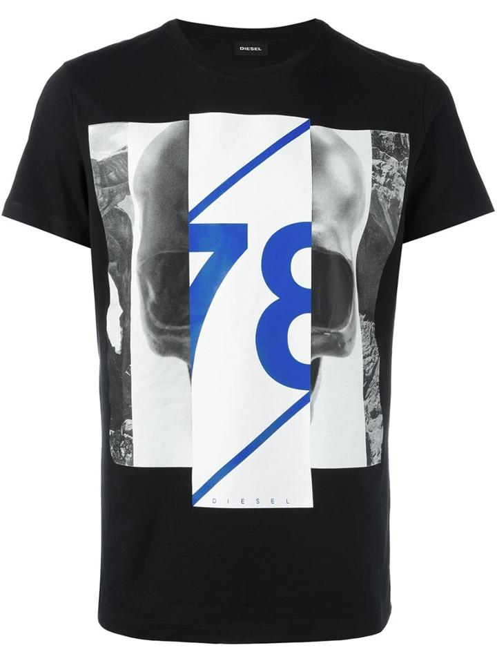 Diesel 78 Print T-shirt, Men's, Size: Xs, Black, Cotton