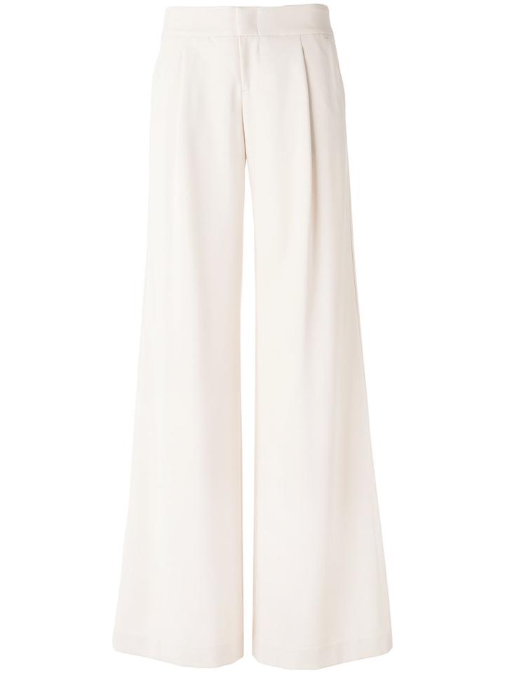 Alice+olivia Pleat Detail Palazzo Trousers, Women's, Size: 4, Nude/neutrals, Polyester/spandex/elastane