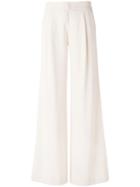 Alice+olivia Pleat Detail Palazzo Trousers, Women's, Size: 4, Nude/neutrals, Polyester/spandex/elastane