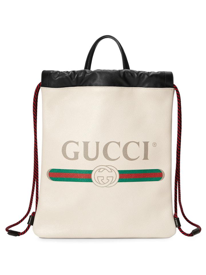 Gucci Gucci Print Small Drawstring - White