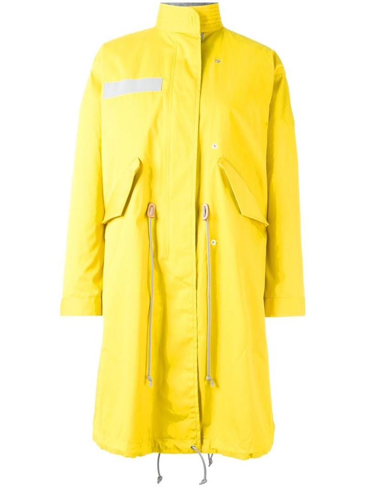 Sacai Layered Effect Raincoat, Women's, Size: 1, Yellow/orange, Cotton/feather Down/nylon/cupro
