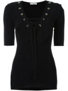 Sonia Rykiel Lace-up Neck T-shirt