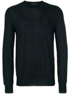 Alexander Mcqueen - Winged Lion Embroidered Jumper - Men - Silk/wool - M, Black, Silk/wool