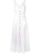 Saloni Buttoned V-neck Dress - White