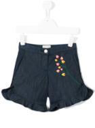 Floral Embroidered Denim Shorts - Kids - Cotton/spandex/elastane - 6 Yrs, Blue, Fendi Kids