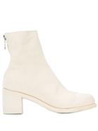 Guidi Chunky Heel Ankle Boots - White