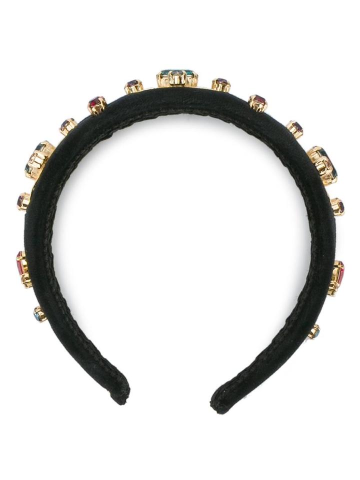 Dolce & Gabbana Crystal-embellished Headband, Women's, Black, Viscose/crystal/brass/silk