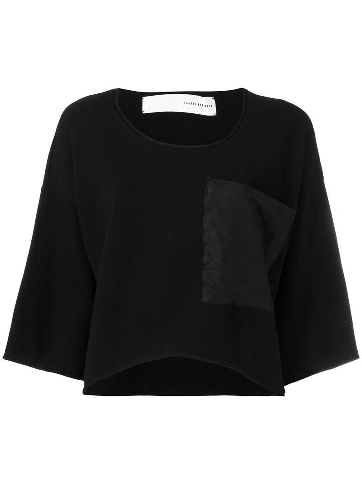 Isabel Benenato - Cropped Oversized Knit T-shirt - Women - Spandex/elastane/viscose - 42, Women's, Black, Spandex/elastane/viscose
