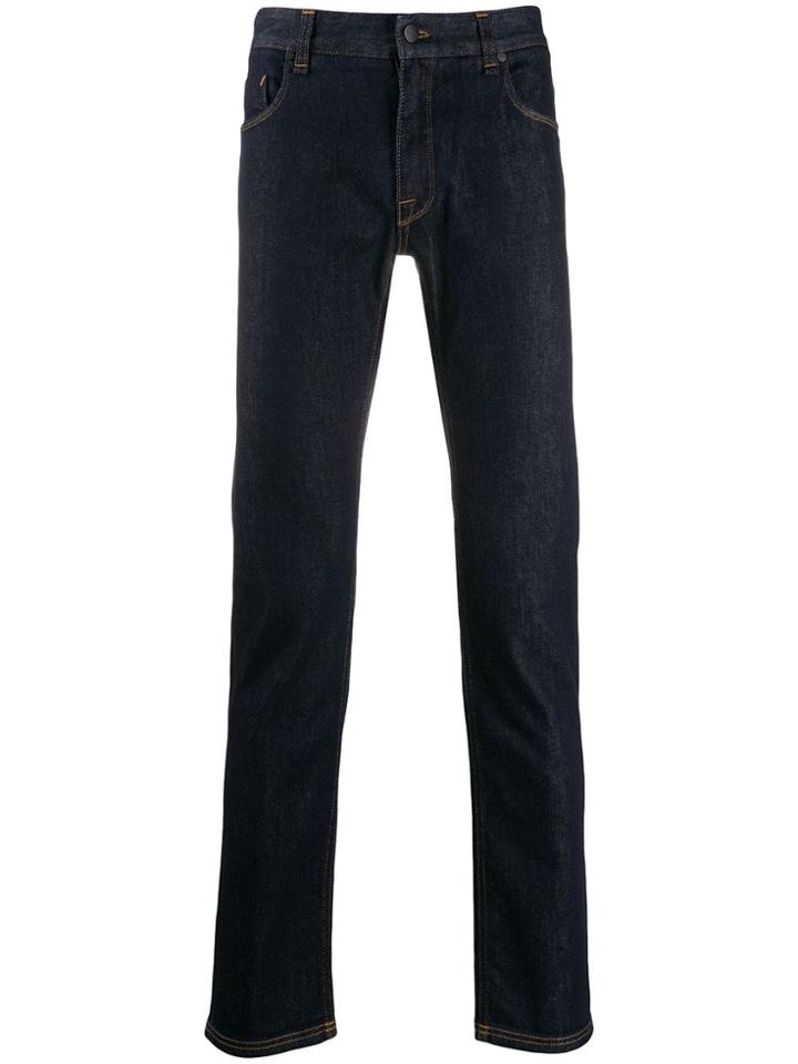 Fendi Ff Logo Pocket Skinny Jeans - Blue