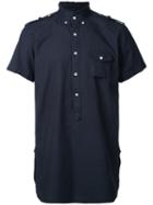 Wooster + Lardini - Short Sleeve Military Shirt - Men - Cotton - L, Blue, Cotton