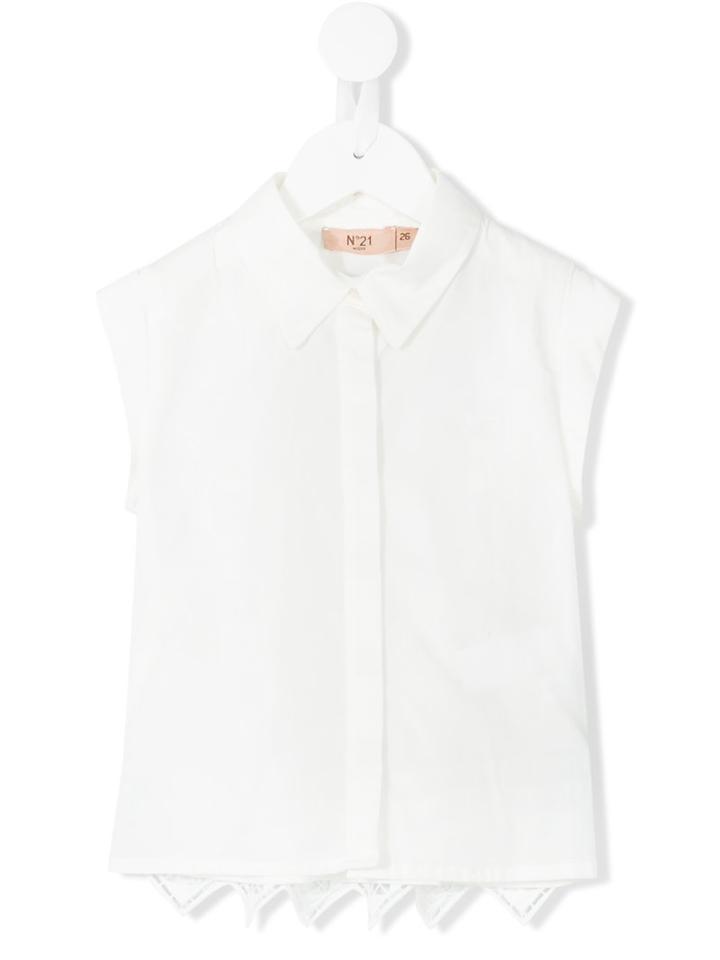 No21 Kids - Embroidered Hem Shirt - Kids - Cotton/polyester/spandex/elastane - 8 Yrs, White
